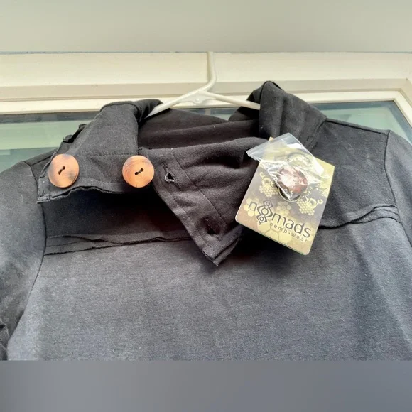 NEW! Nomads Hempwear Sweater-Dark Charcoal- wood buttons-accented seams-Tunic - Picture 3 of 9